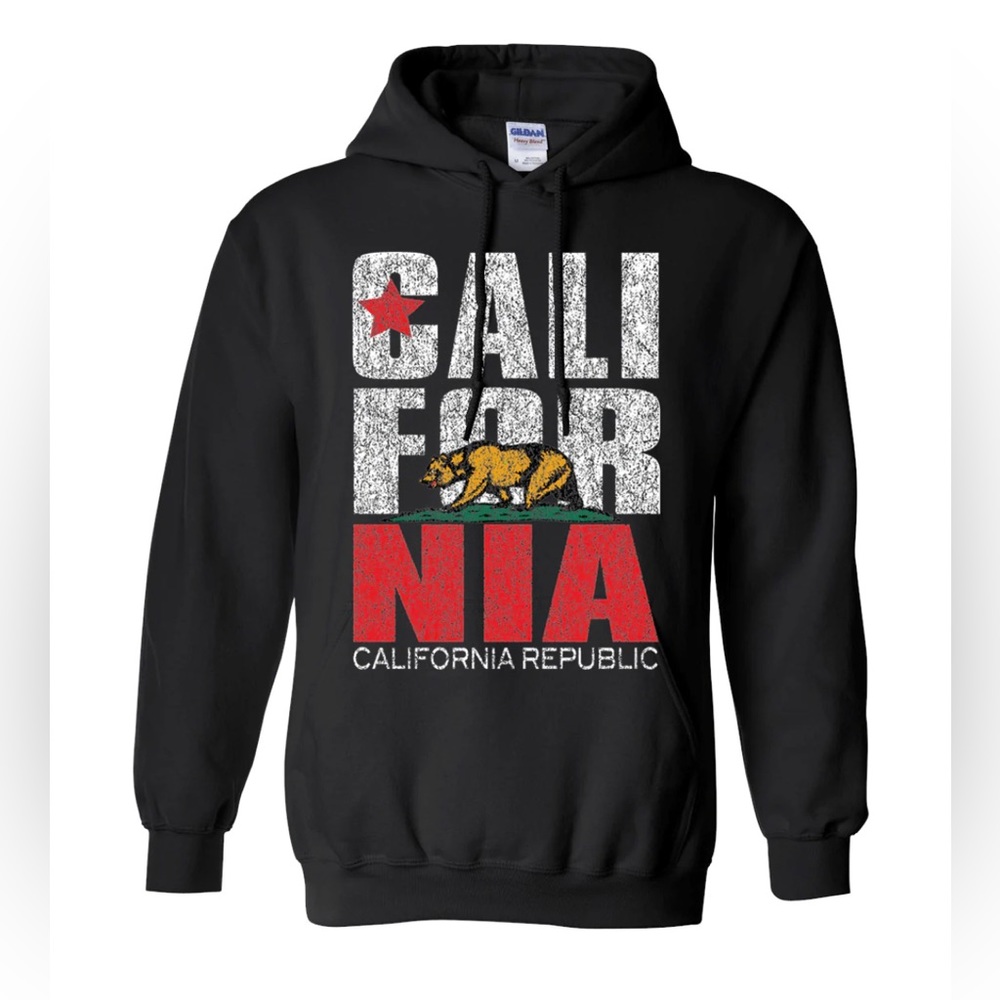 CALIFORNIA FLAG RETRO BOLD TEXT SWEATSHIRT HOODIE